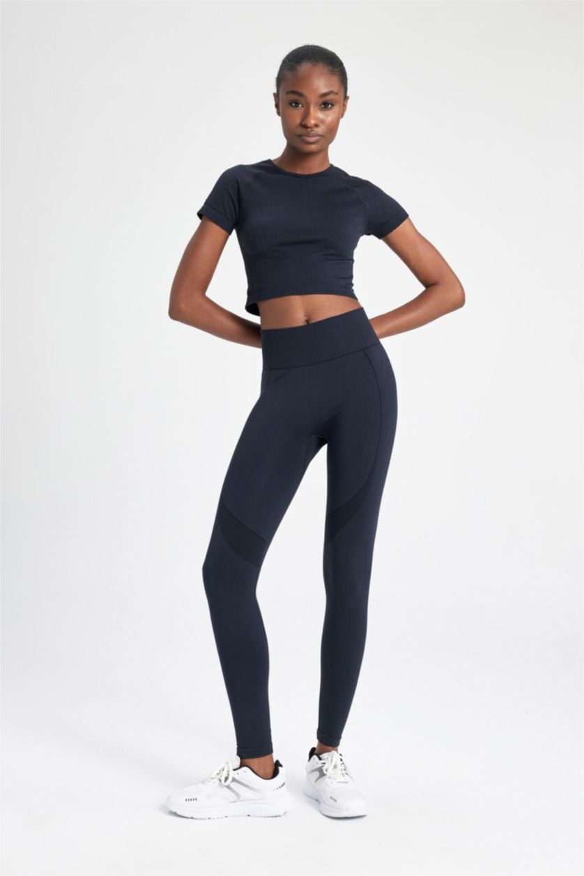 FEMME Noir Legging de sport sans couture ajusté à la taille de DeFactoFit