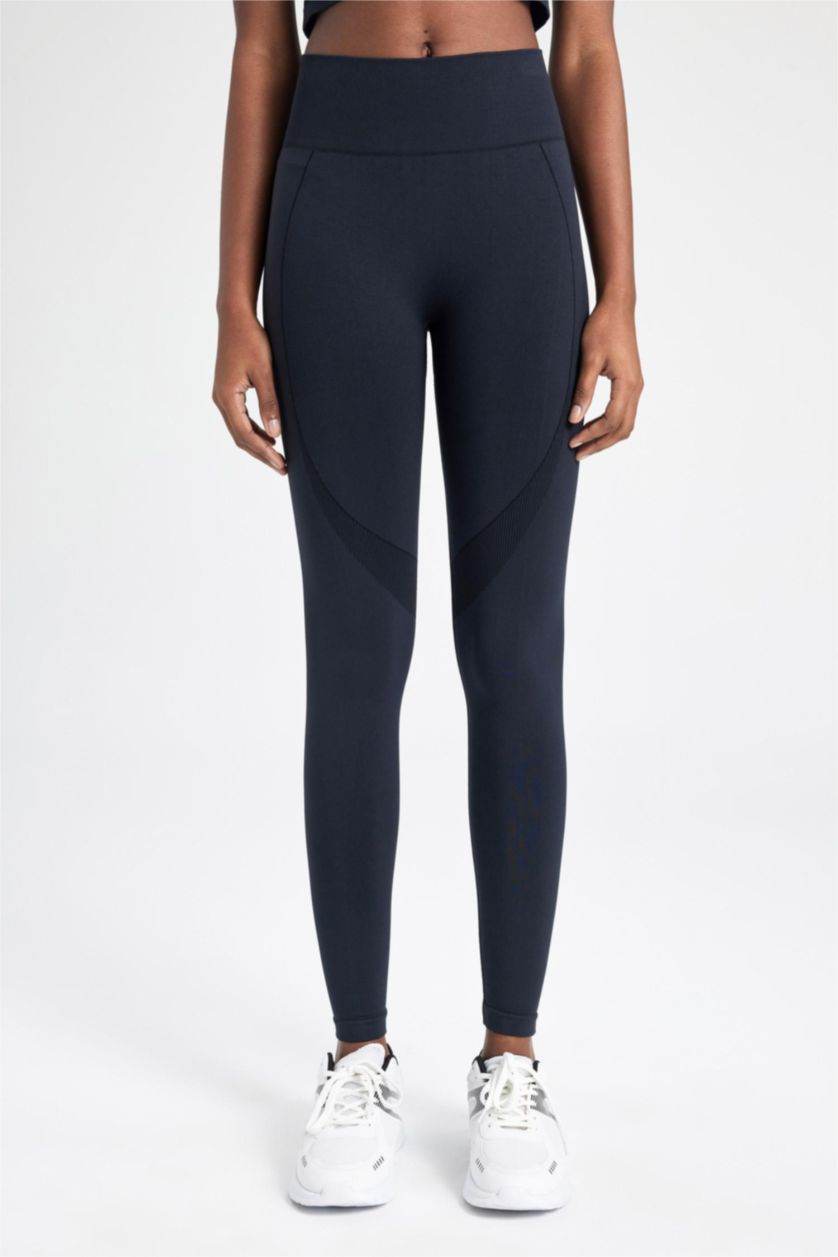 FEMME Noir Legging de sport sans couture ajusté à la taille de DeFactoFit