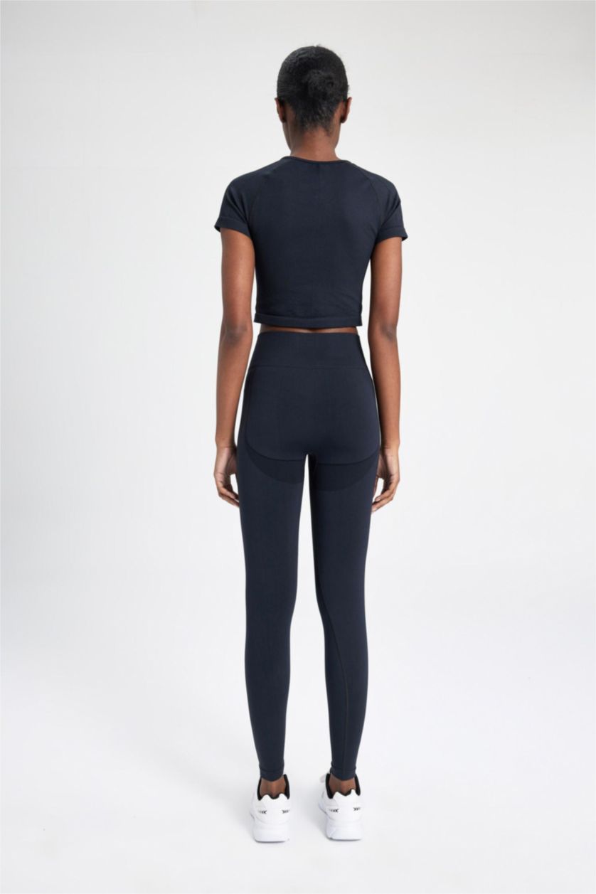 FEMME Noir Legging de sport sans couture ajusté à la taille de DeFactoFit