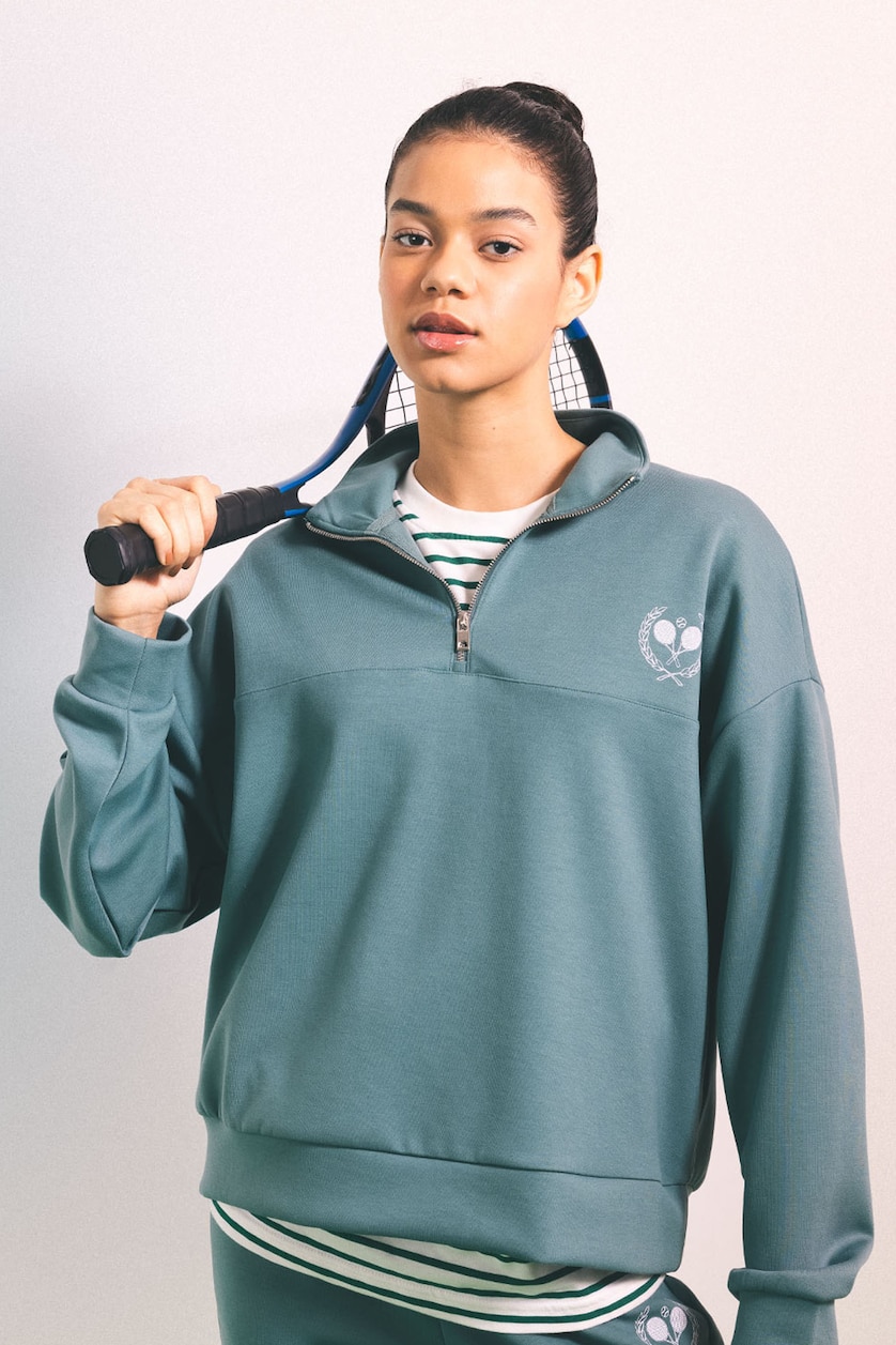 Kadın Yeşil Oversıze Sweatshirt