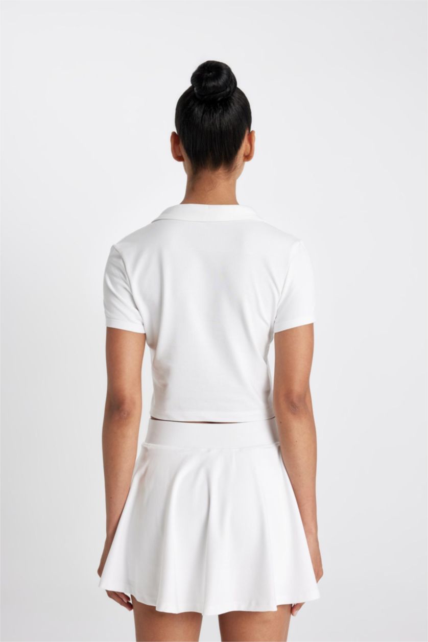 Woman White DeFactoFit Standard Fit Polo T-Shirt