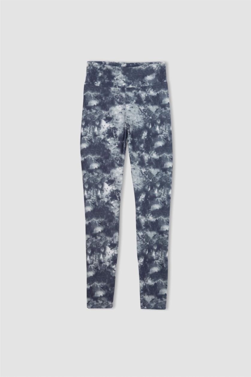 Kadın Gri DeFactoFit Fitted Desenli Beli Saran Sporcu Tayt