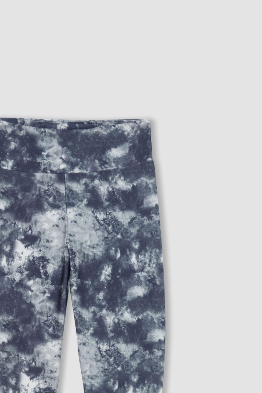 Kadın Gri DeFactoFit Fitted Desenli Beli Saran Sporcu Tayt