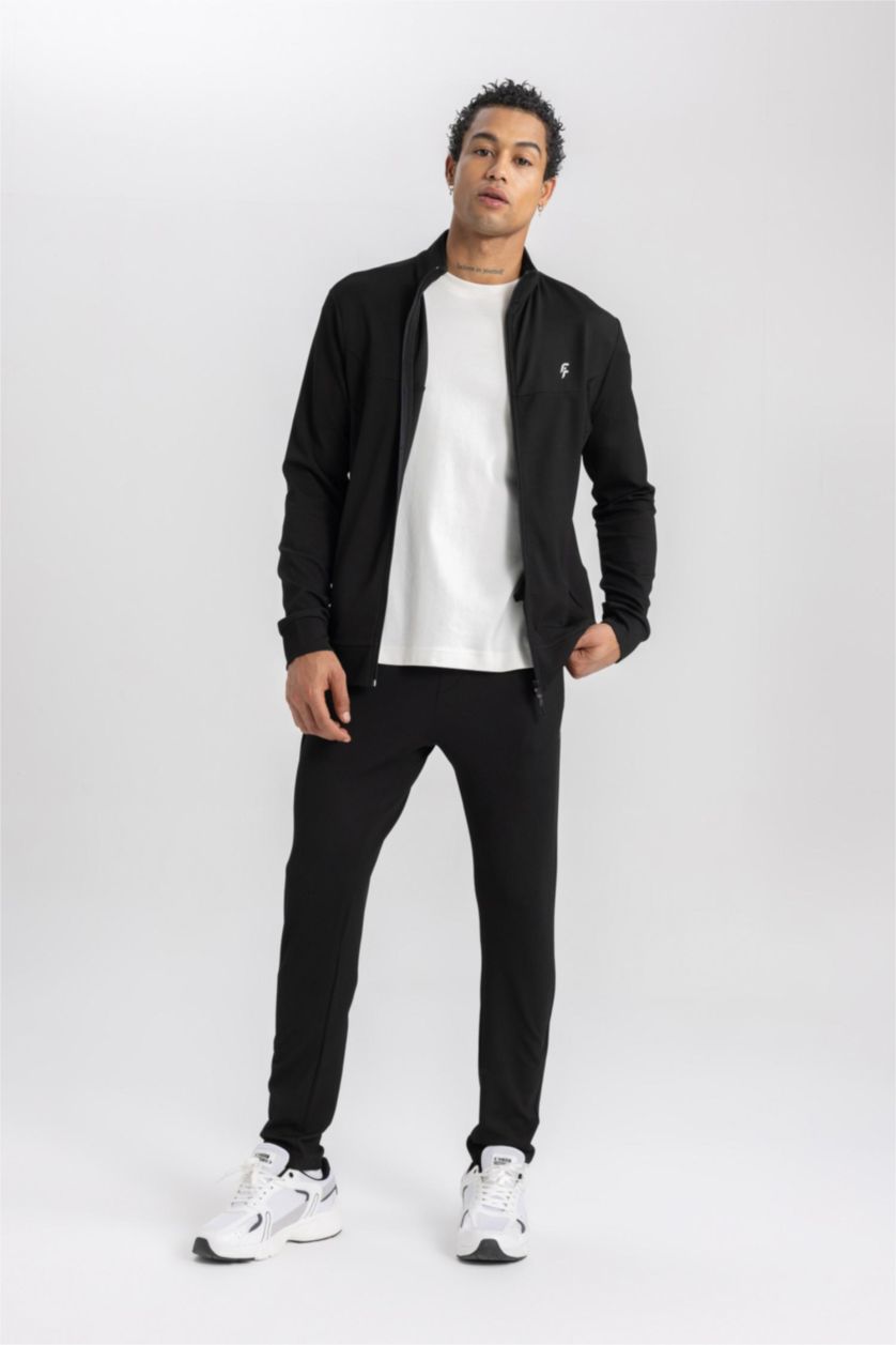 MAN Black DeFactoFit Standard Fit Zippered Premium Cardigan