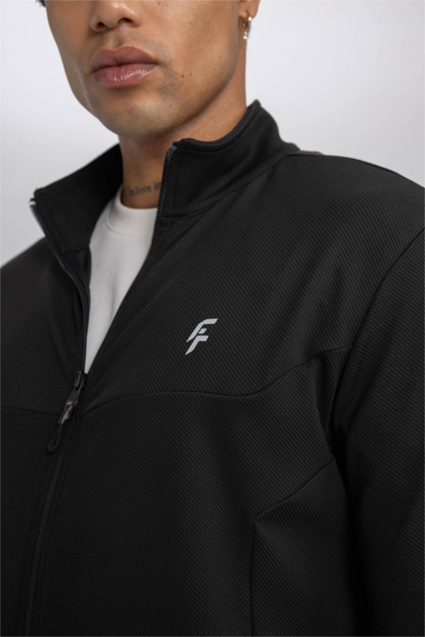 MAN Black DeFactoFit Standard Fit Zippered Premium Cardigan