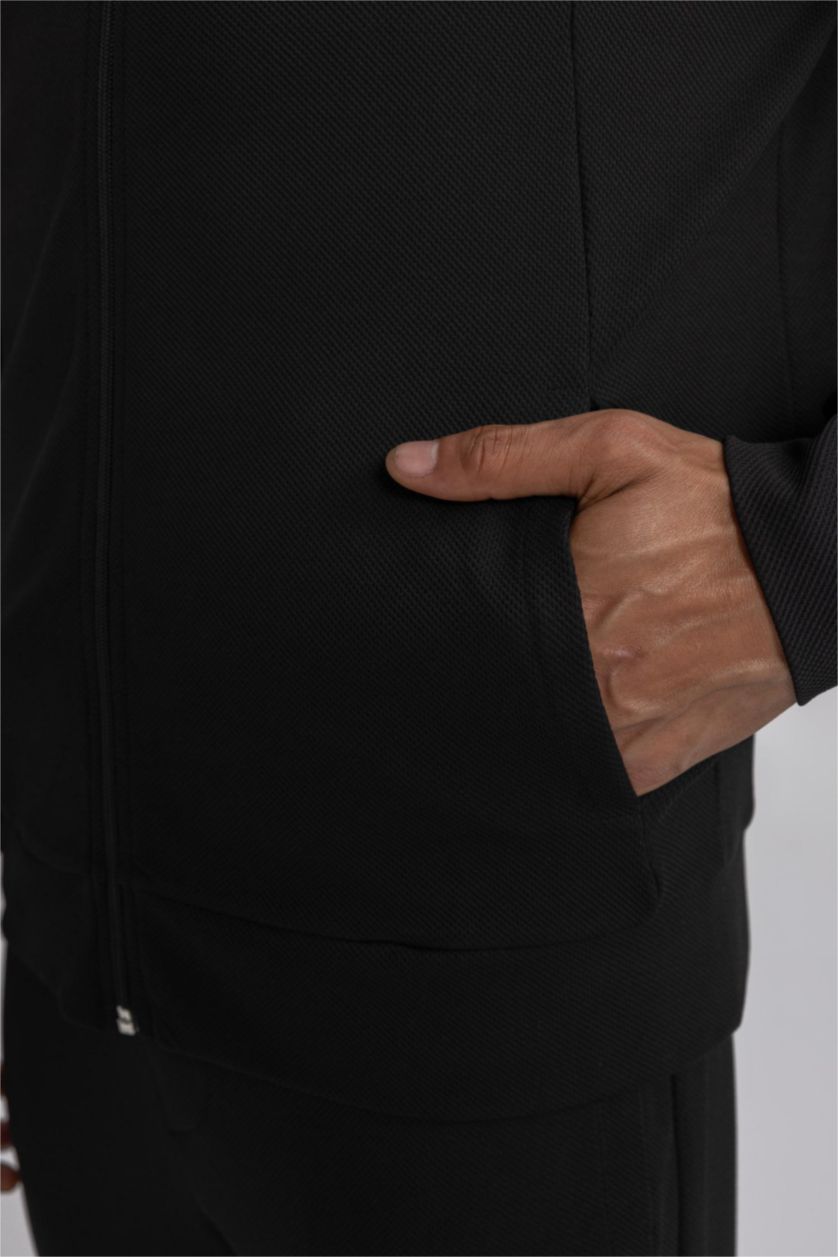 MAN Black DeFactoFit Standard Fit Zippered Premium Cardigan