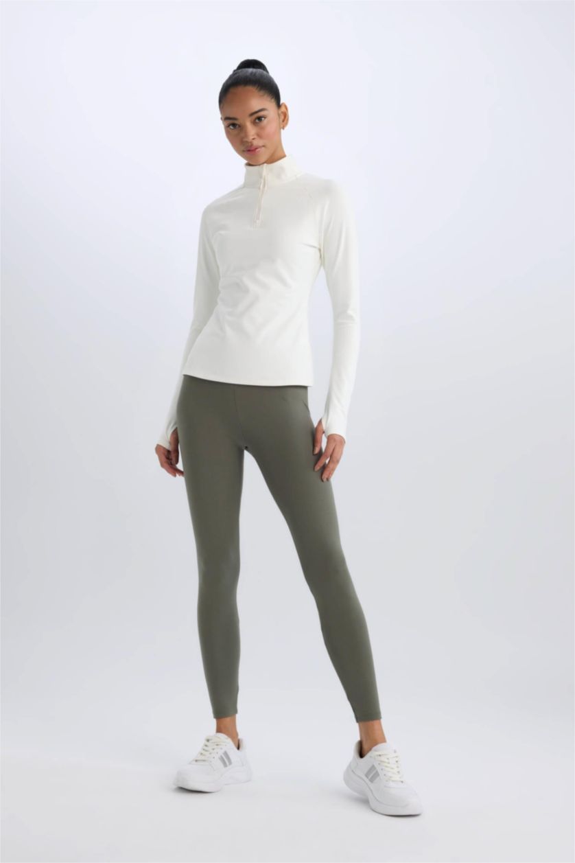 Kadın Haki Beli Saran Sporcu Tayt