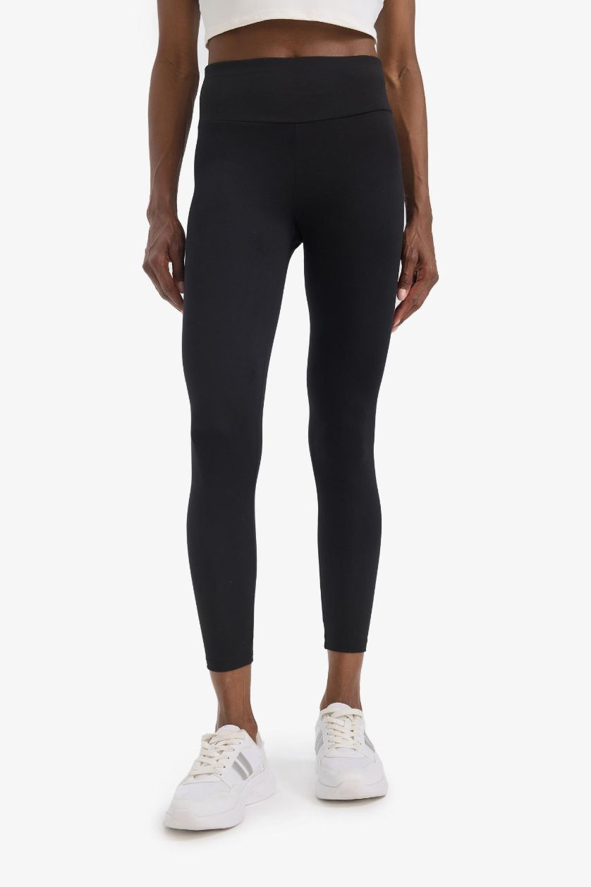 Kadın Siyah Toparlayıcı Yüksek Bel Soft Sporcu Tayt
