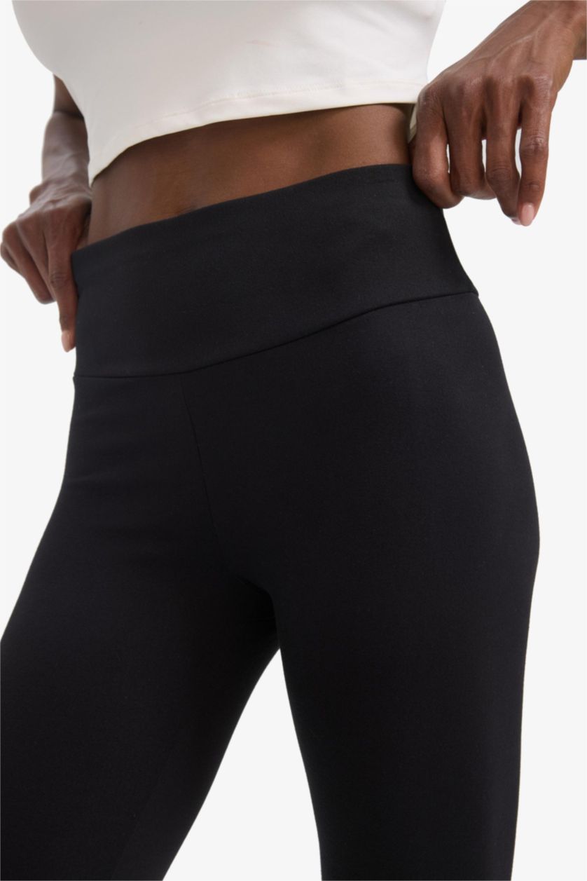 Kadın Siyah Toparlayıcı Yüksek Bel Soft Sporcu Tayt