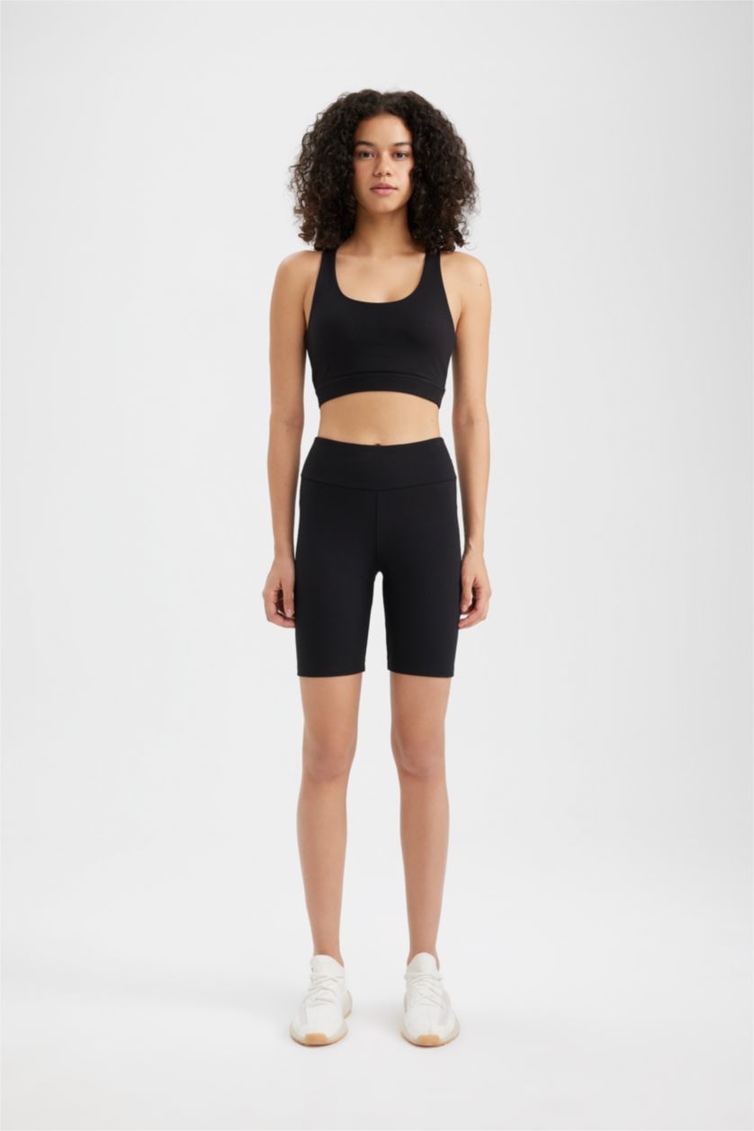 WOMAN Black DeFactoFit Biker Waist Wrap Premium Leggings