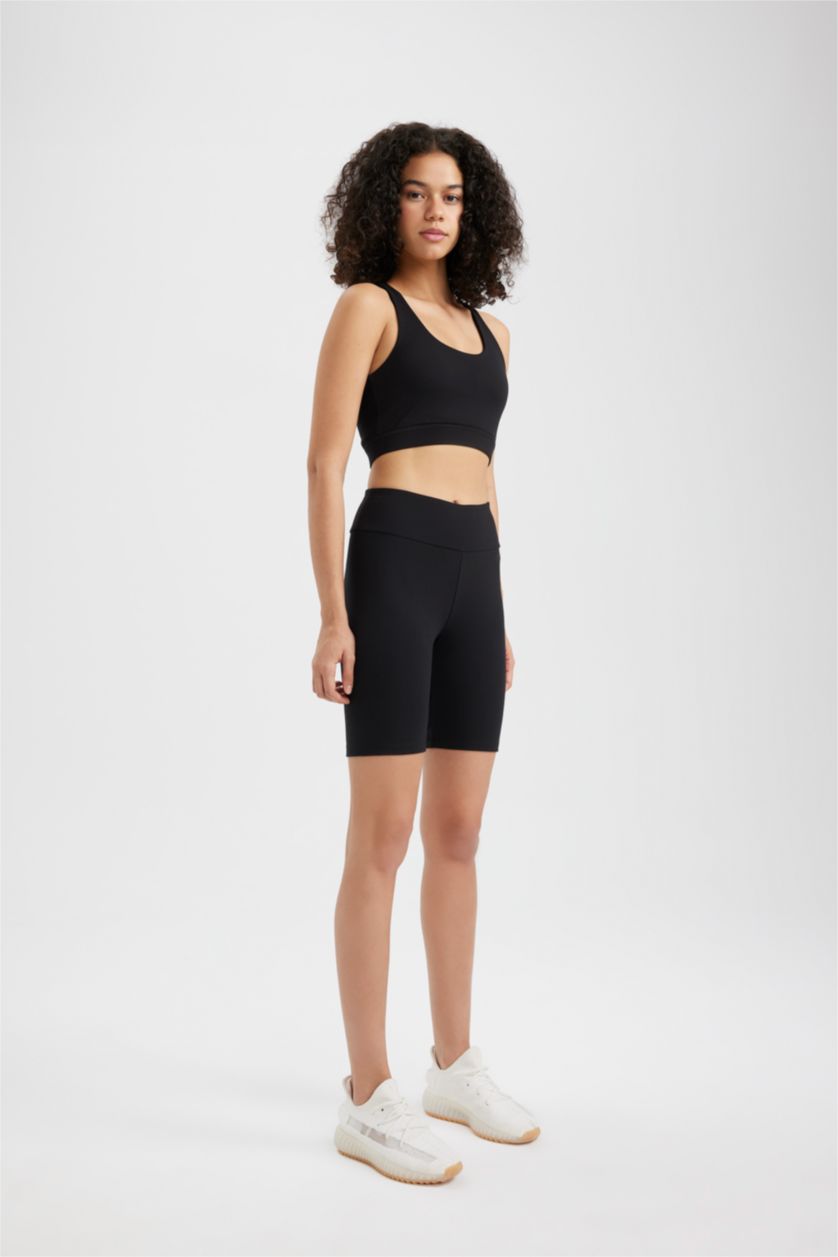 WOMAN Black DeFactoFit Biker Waist Wrap Premium Leggings