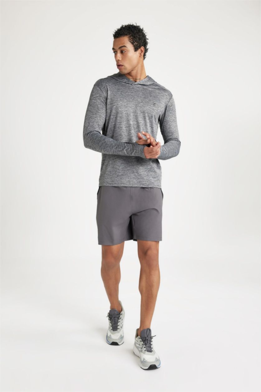 رجالي أسود سويت شيرت رياضي سليم فيت بكابيشون من DeFactoFit