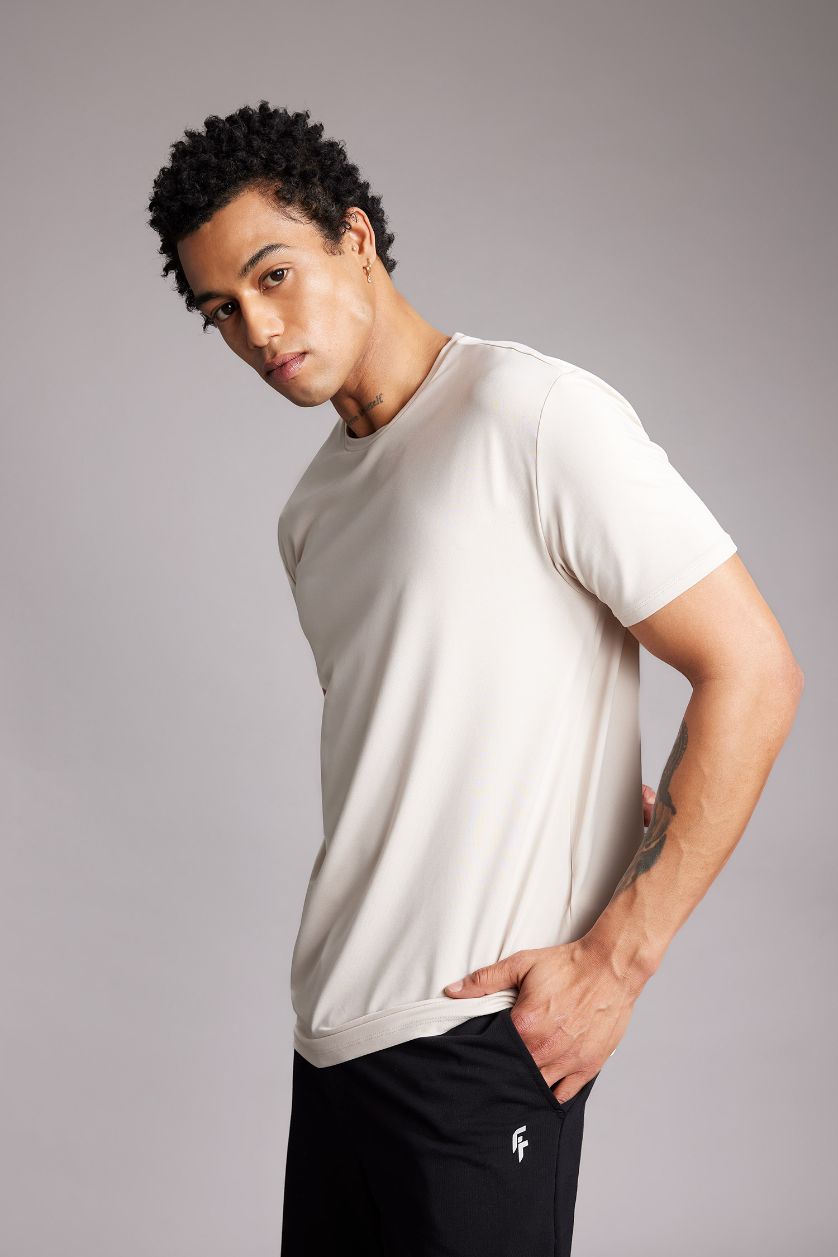 MAN Sand Standard Fit Crew Neck Short Sleeve T-Shirt