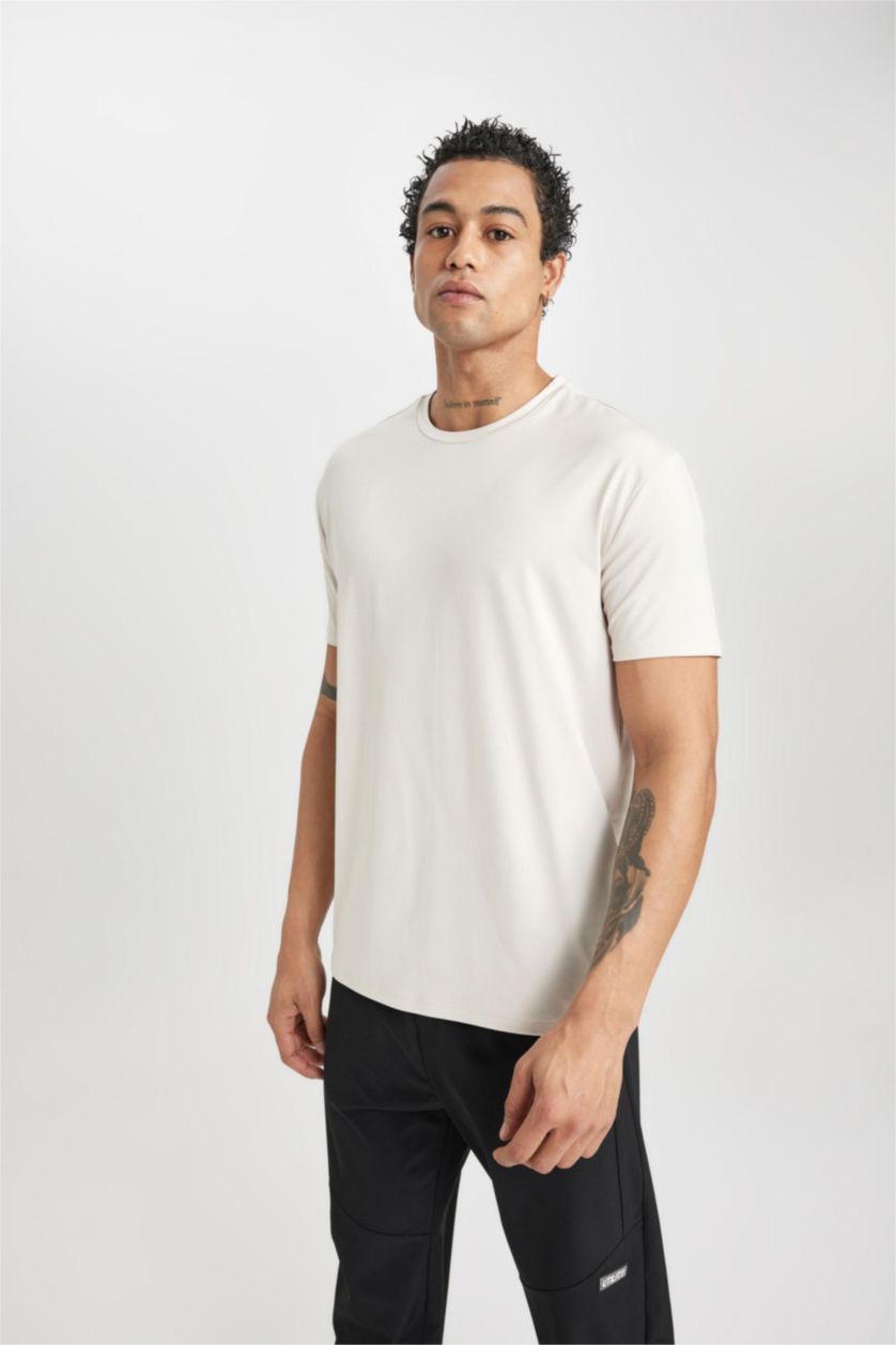 MAN Sand Standard Fit Crew Neck Short Sleeve T-Shirt