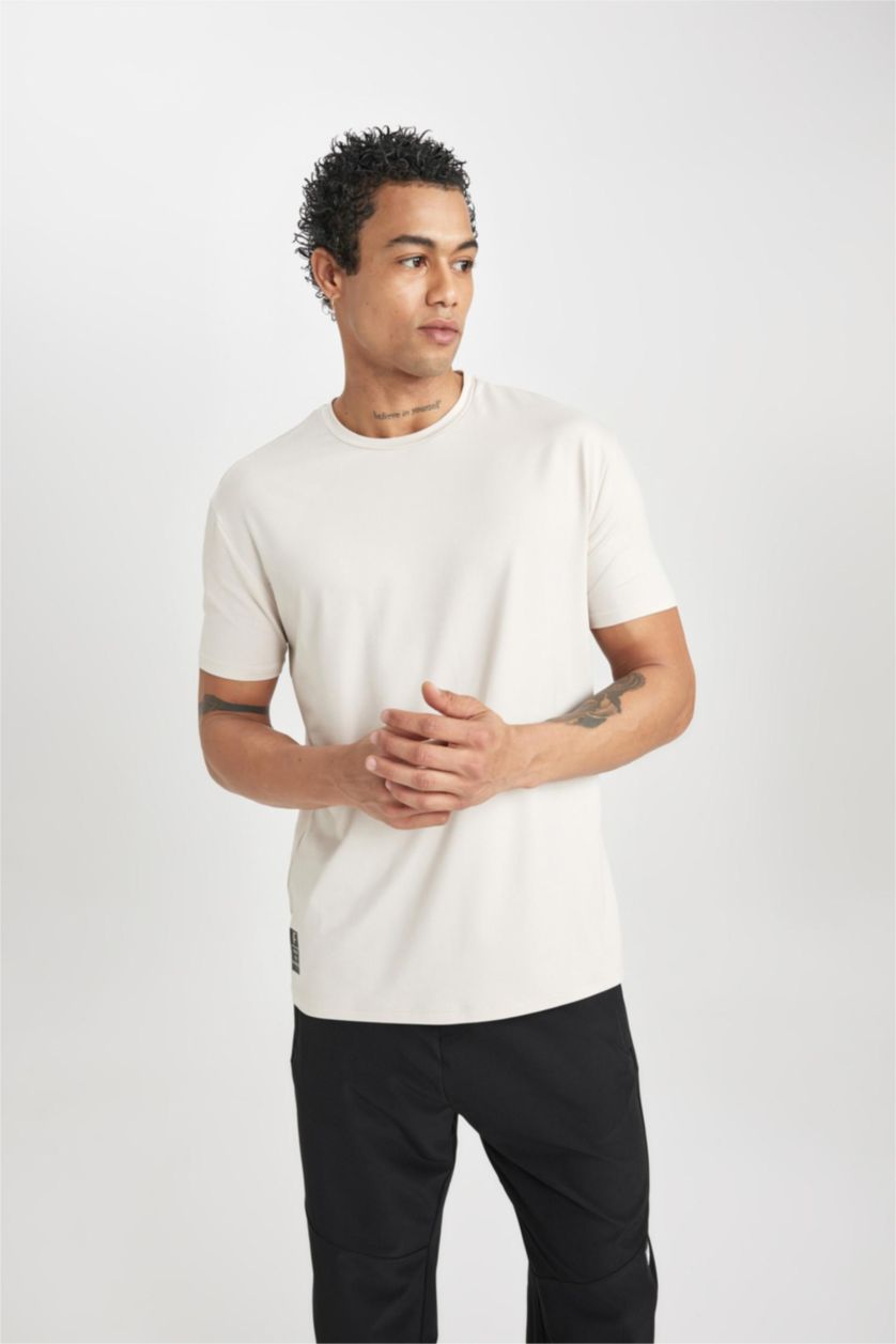 MAN Sand Standard Fit Crew Neck Short Sleeve T-Shirt