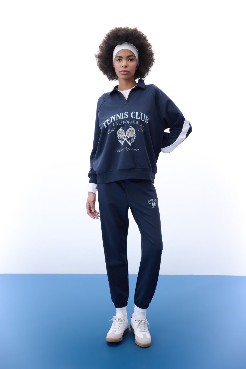 Kadın Lacivert Standart Fit Çift Cepli Jogger Eşofman Altı