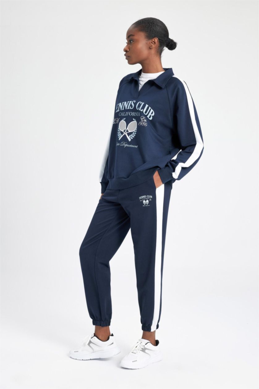 Kadın Lacivert Standart Fit Çift Cepli Jogger Eşofman Altı