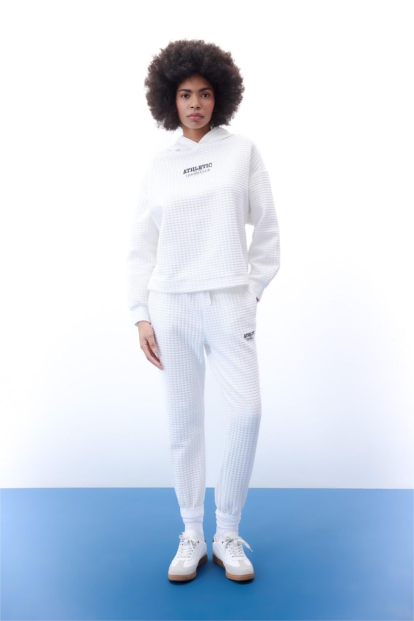 WOMAN White DeFactoFit Standard Fit Jogger Quilted Sweatpants