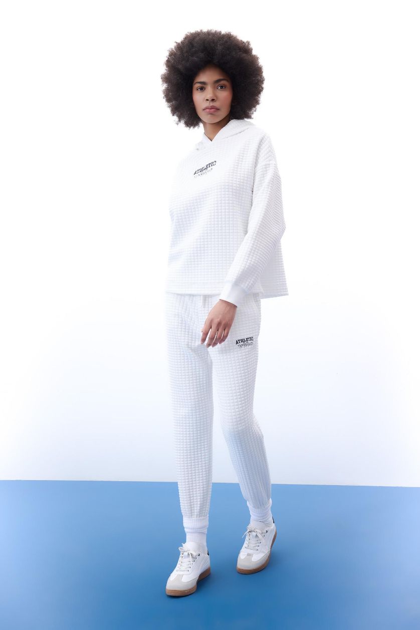 WOMAN White DeFactoFit Standard Fit Jogger Quilted Sweatpants