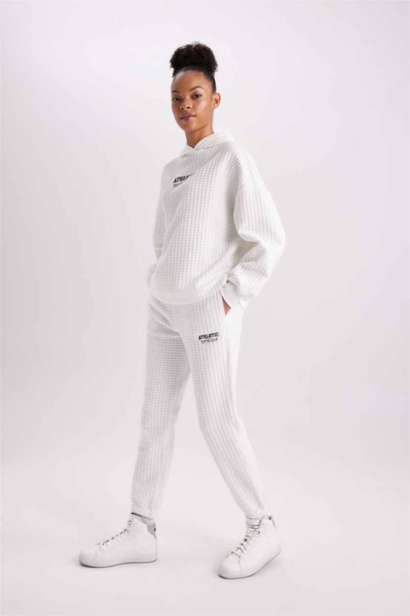 WOMAN White DeFactoFit Standard Fit Jogger Quilted Sweatpants