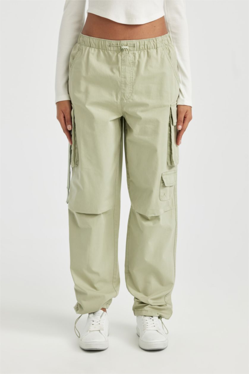 Женщины Мятный Брюки карго с высокой талией из габардина