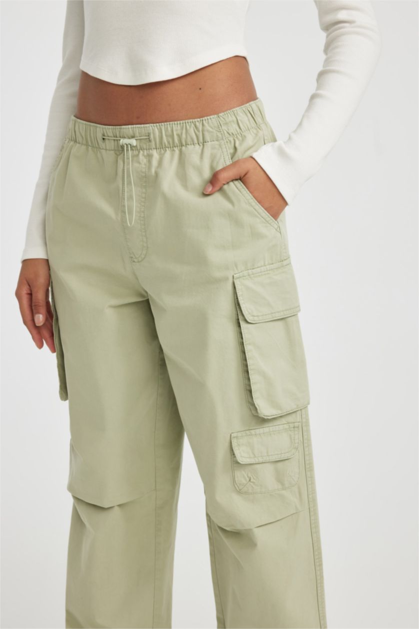 Женщины Мятный Брюки карго с высокой талией из габардина