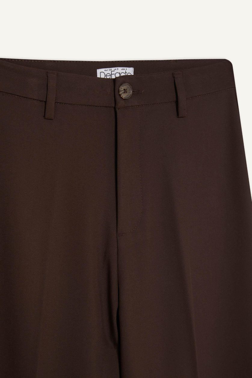 Kadın Kahve Straıght Fıt Yüksek Bel Standart Boy Pantolon