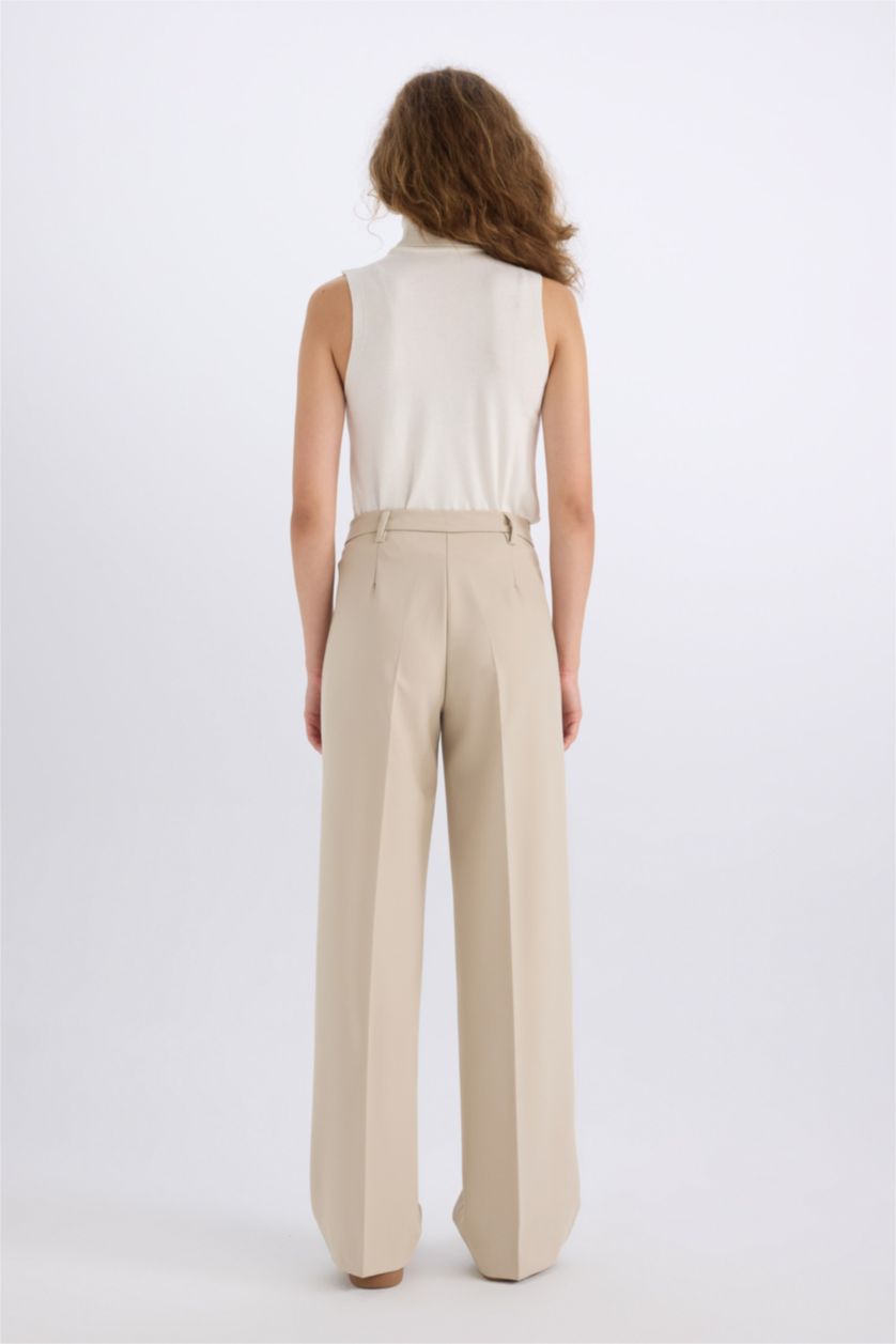 Woman Stone Wide Leg High Waist Standard Length Trousers