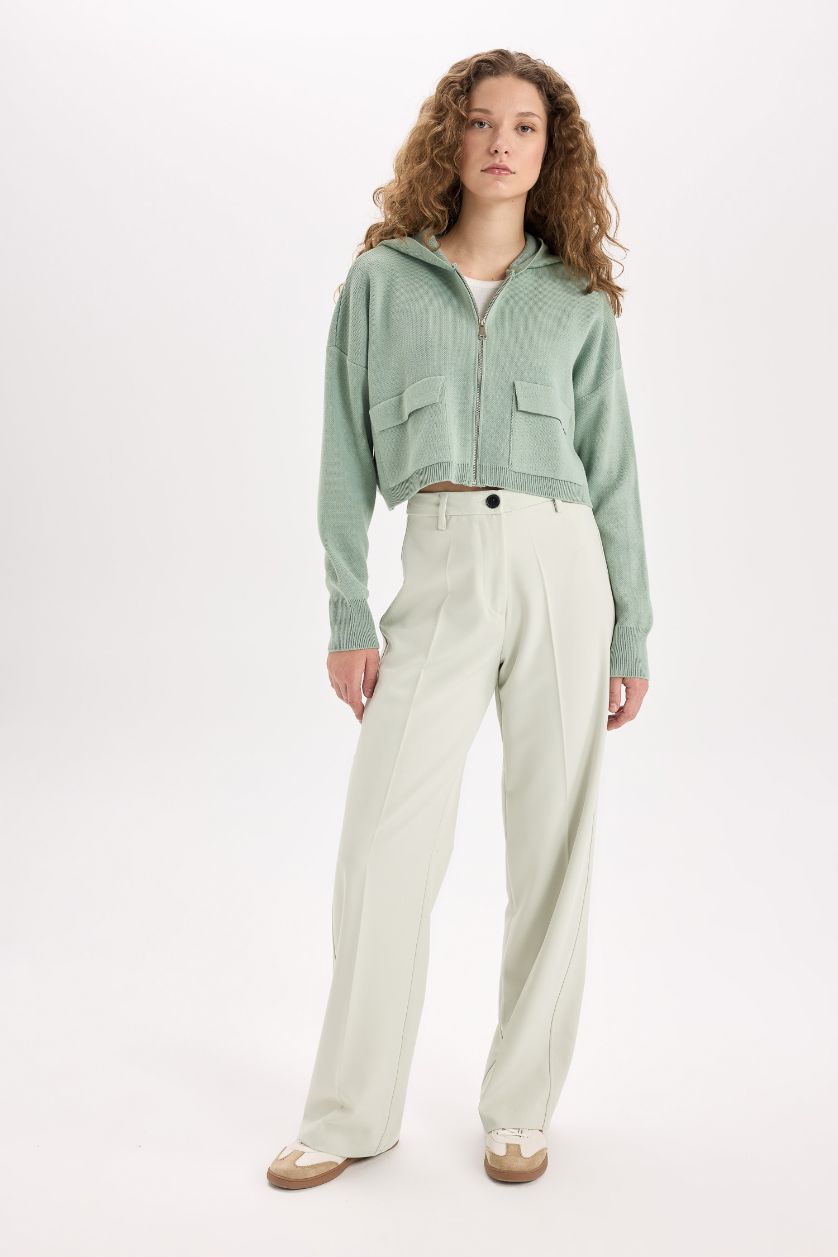 نساء نعناع بنطرون وايد ليج برجل واسع وخصر عالي