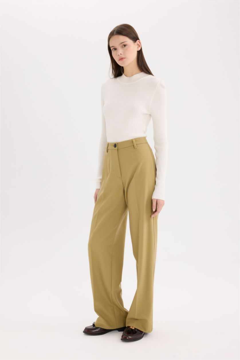 Әйелдерге хаки кең аяқ Шалбар