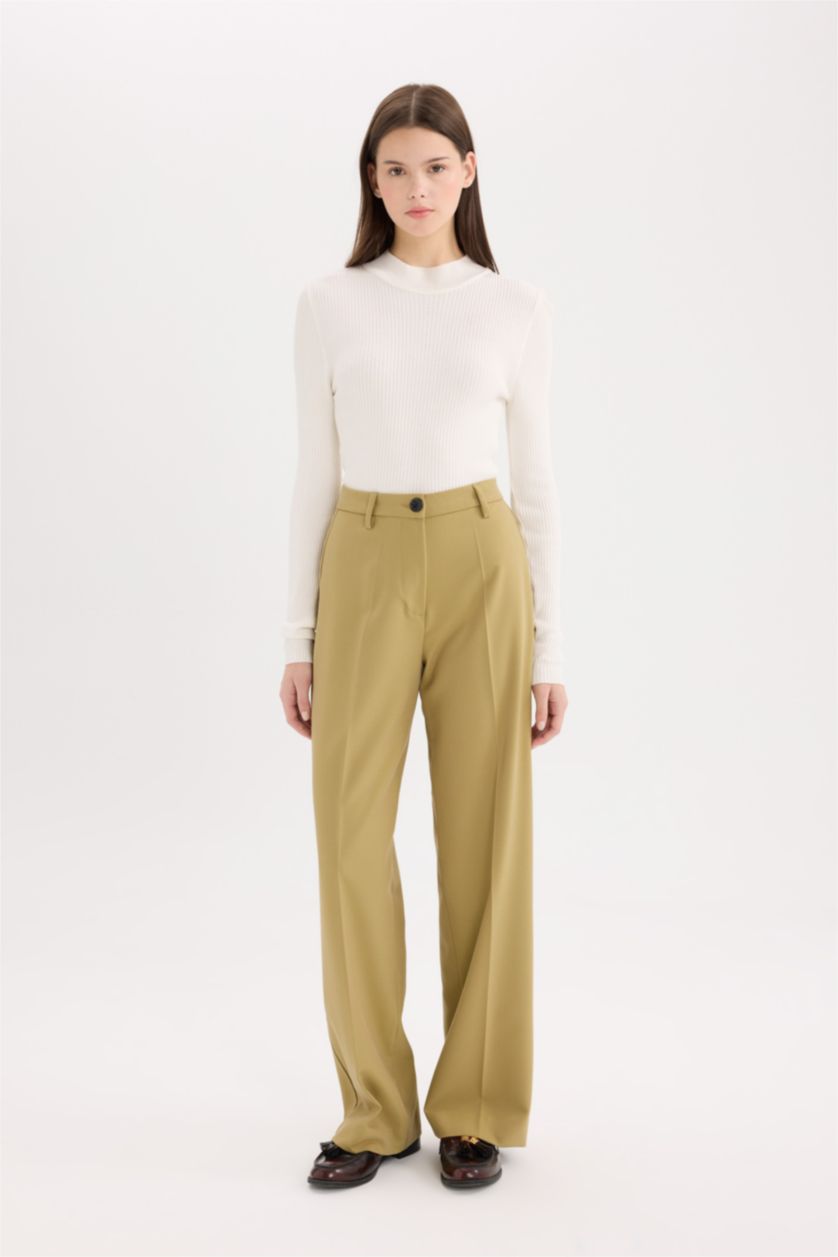 Әйелдерге хаки кең аяқ Шалбар