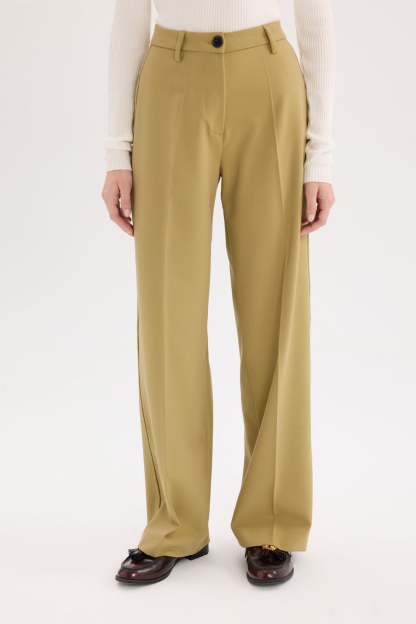 Әйелдерге хаки кең аяқ Шалбар