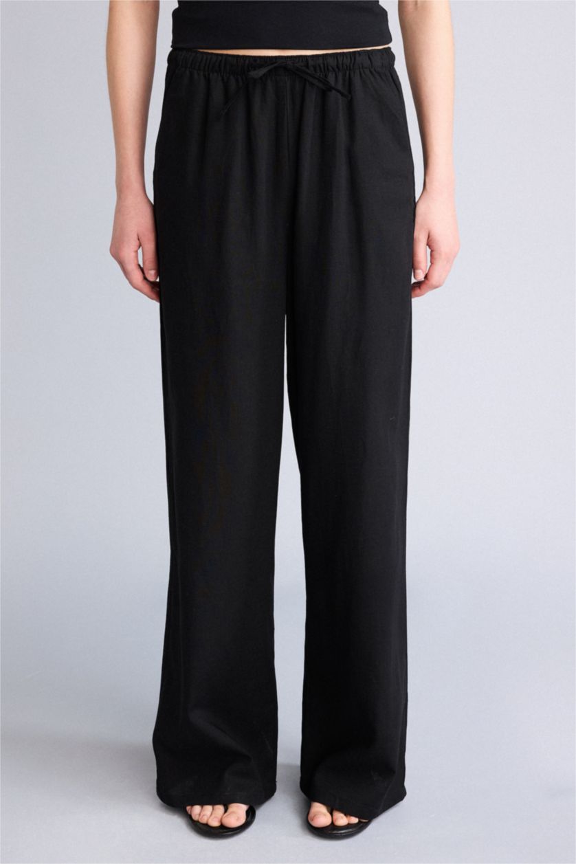 Женщины Черный Брюки Wide Leg c высокой талией для женщин