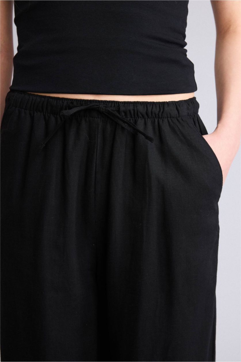 Женщины Черный Брюки Wide Leg c высокой талией для женщин