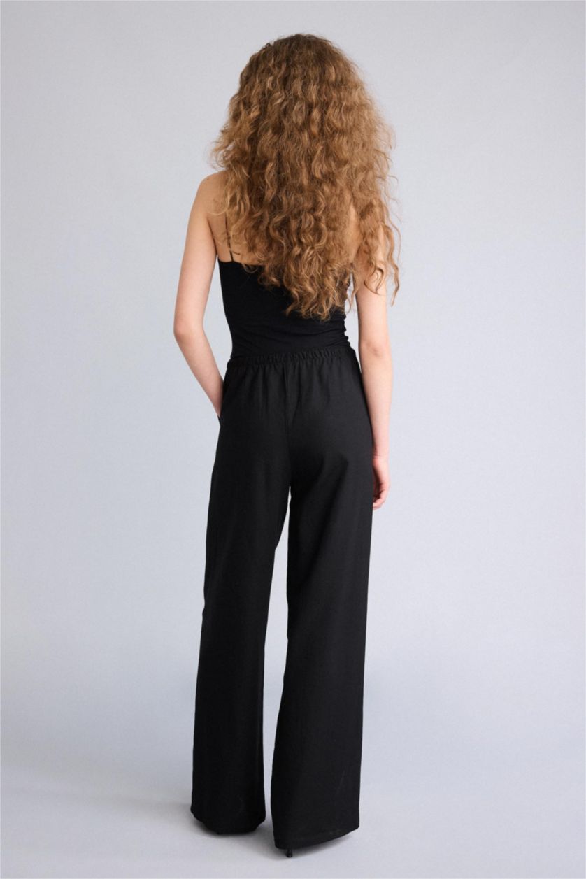 Женщины Черный Брюки Wide Leg c высокой талией для женщин