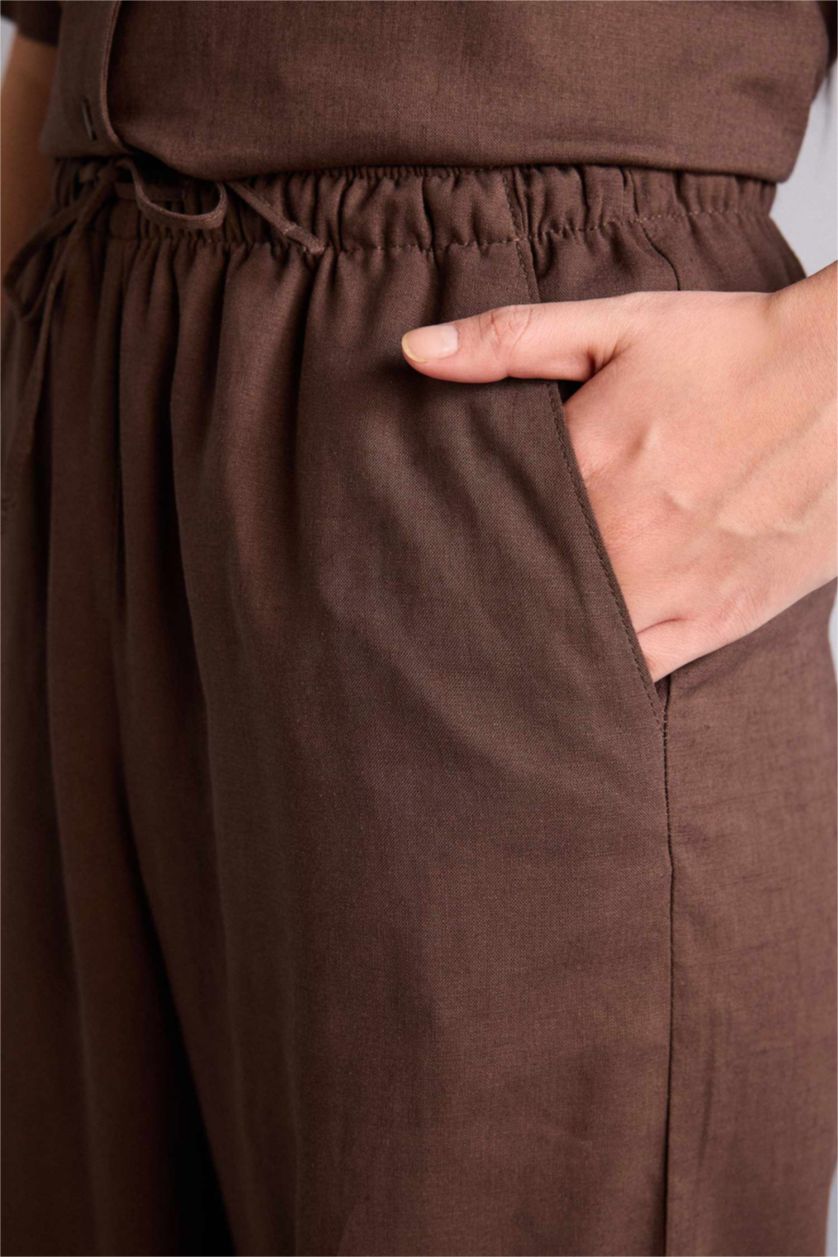 Женщины Коричневый Брюки Wide Leg c высокой талией для женщин