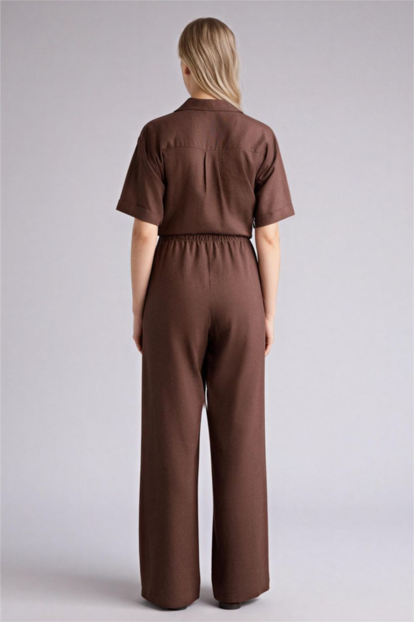 Женщины Коричневый Брюки Wide Leg c высокой талией для женщин