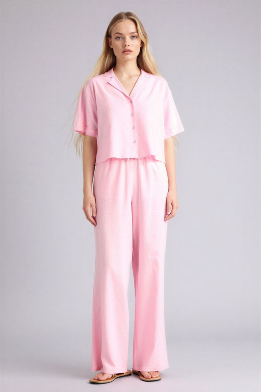 Женщины Розовый Брюки Wide Leg c высокой талией для женщин