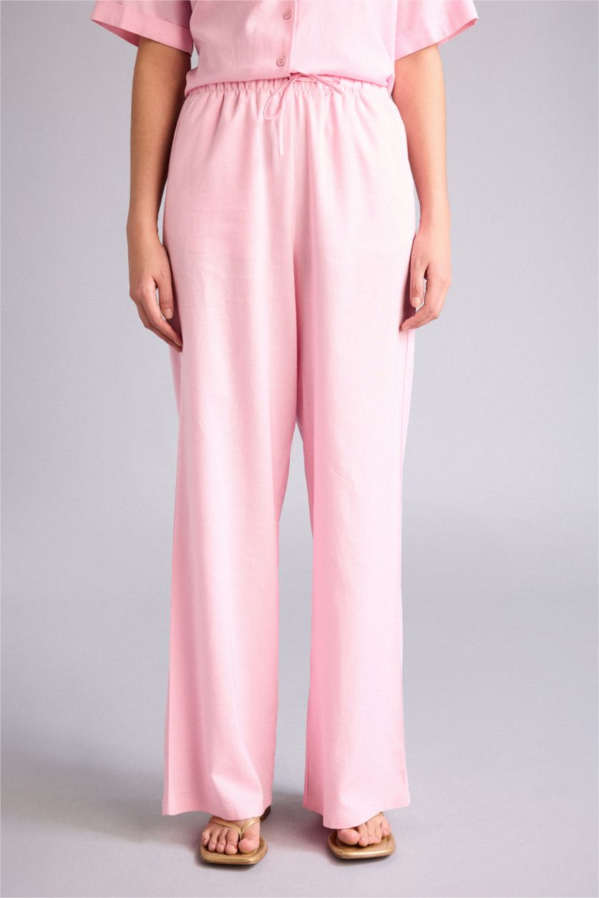 Женщины Розовый Брюки Wide Leg c высокой талией для женщин