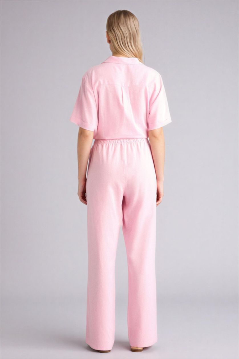 Женщины Розовый Брюки Wide Leg c высокой талией для женщин