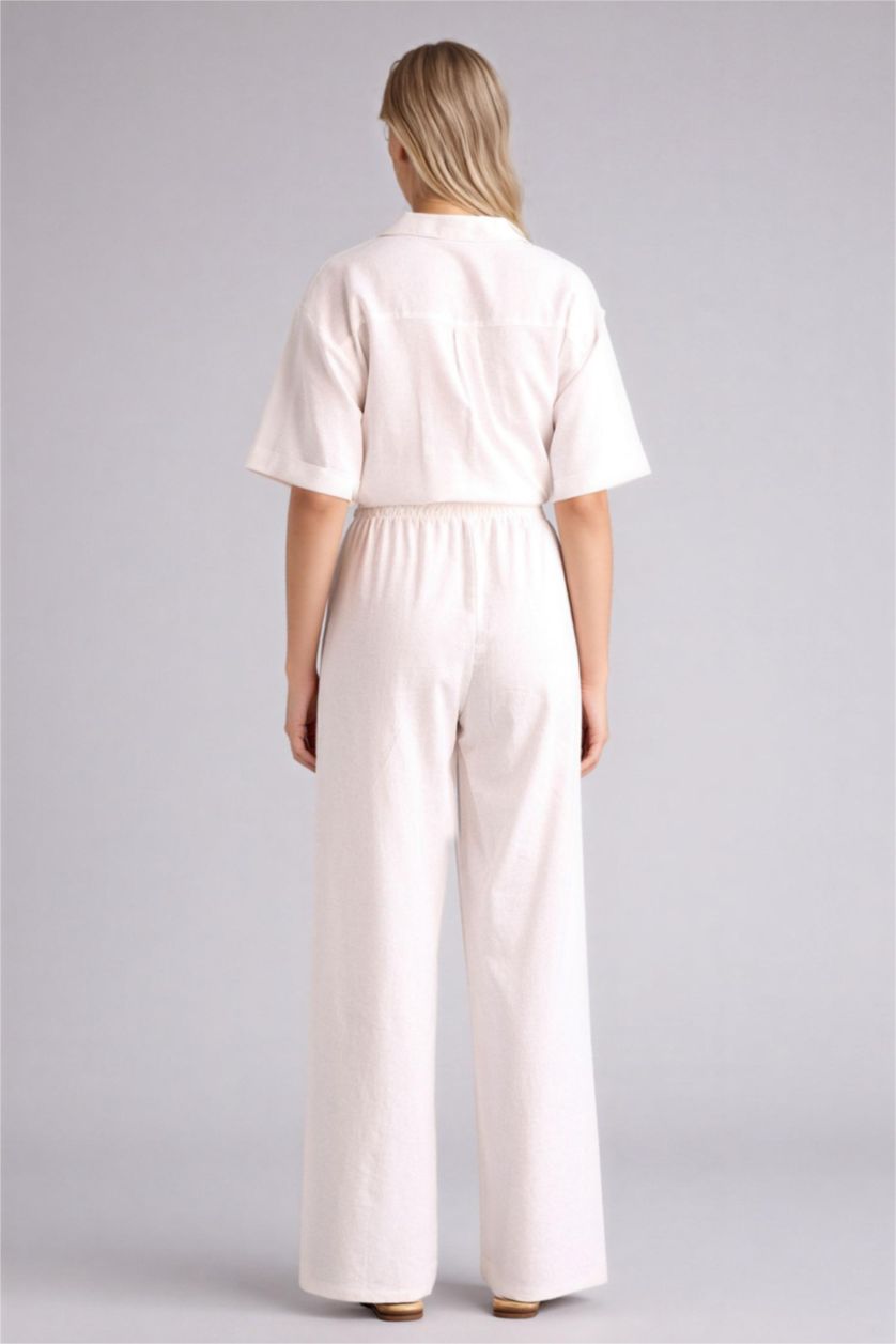 Женщины Кремовый Брюки Wide Leg c высокой талией для женщин