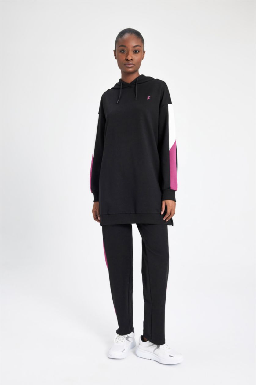 WOMAN Black DeFactoFit Standard Fit Double Pocket Sweatpants