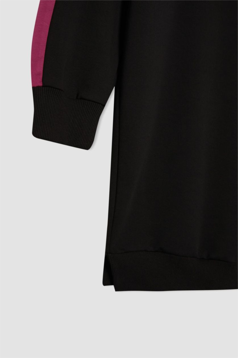 نساء أسود سويت شيرت رياضي بطبعة شعار قصة طويلة من DeFactoFit