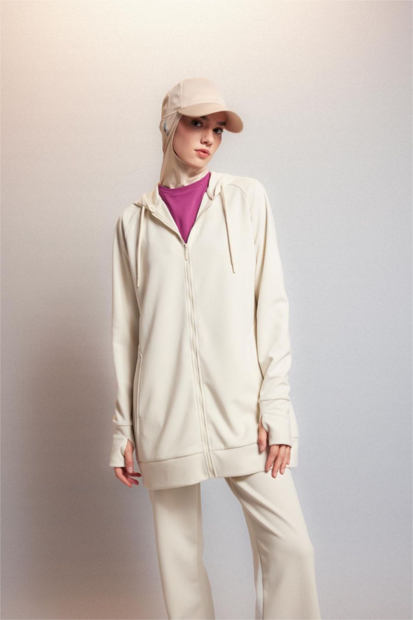 WOMAN Ecru Regular Fit Scuba Fabric Cardigan