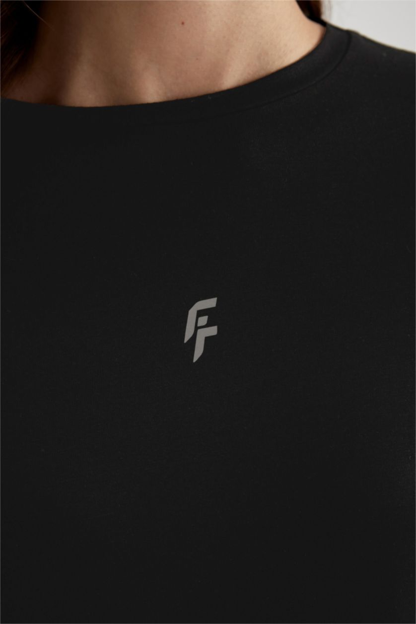 WOMAN Black DeFactoFit Crew Neck Long Sleeve Tunic T-Shirt