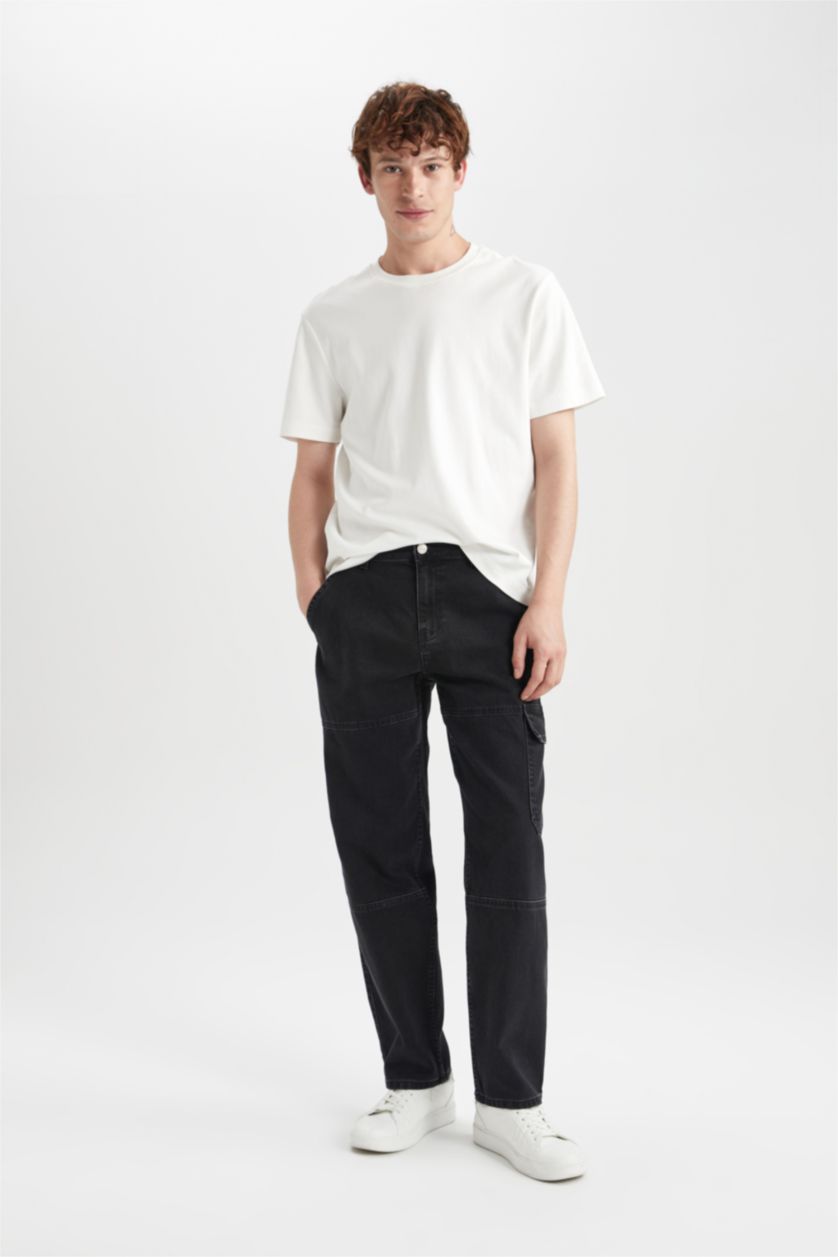 رجال أسود Wide Leg Trousers