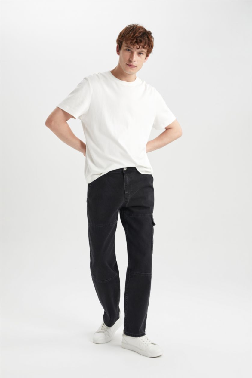 رجال أسود Wide Leg Trousers