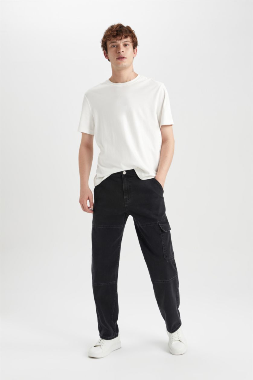 رجال أسود Wide Leg Trousers