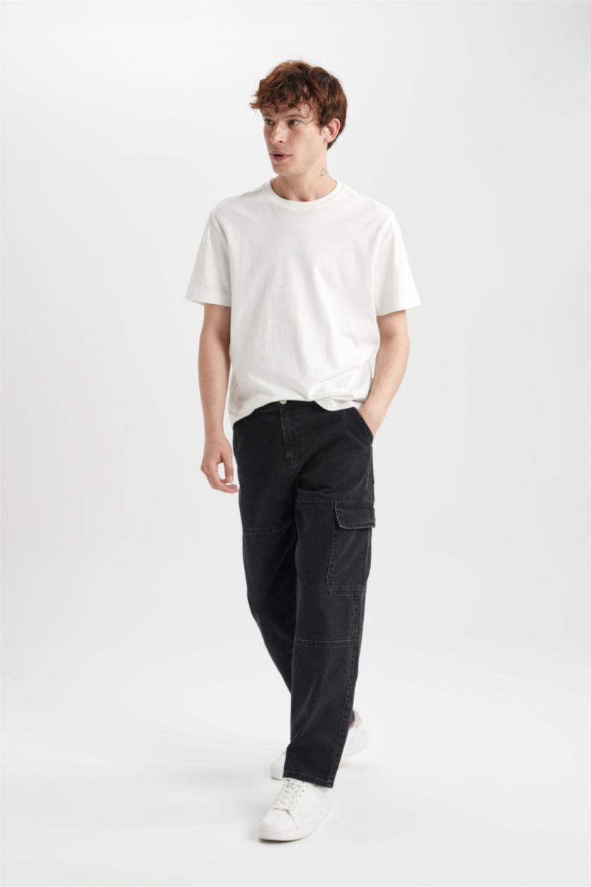 رجال أسود Wide Leg Trousers