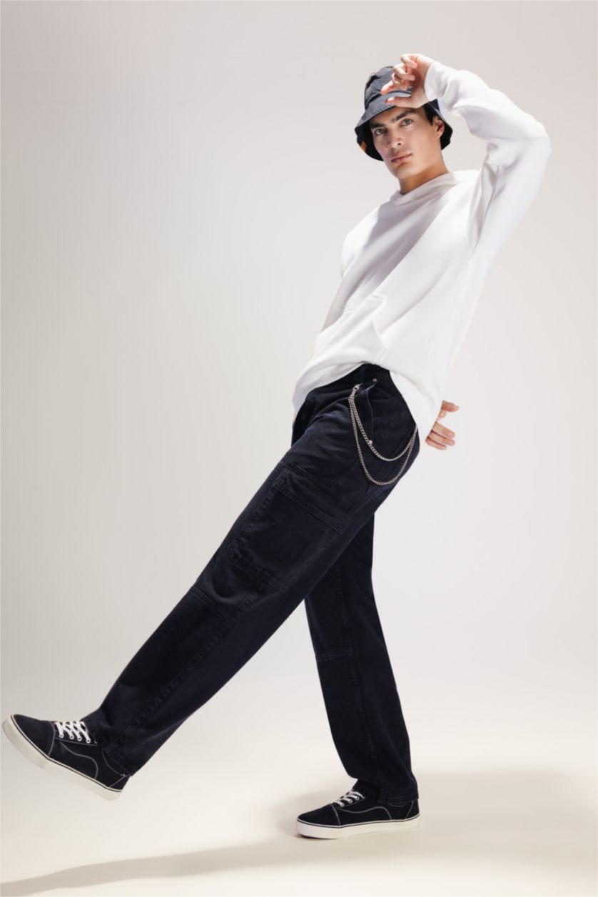 رجال أسود Wide Leg Trousers